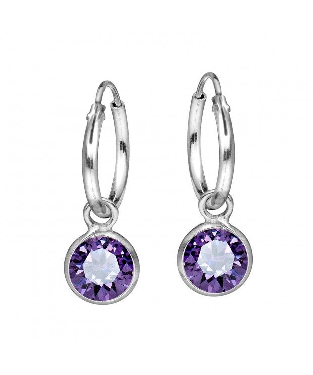 Elegant Purple Zirconia Sterling Earrings