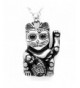 Controse Silver Toned Stainless Maneki neko Necklace