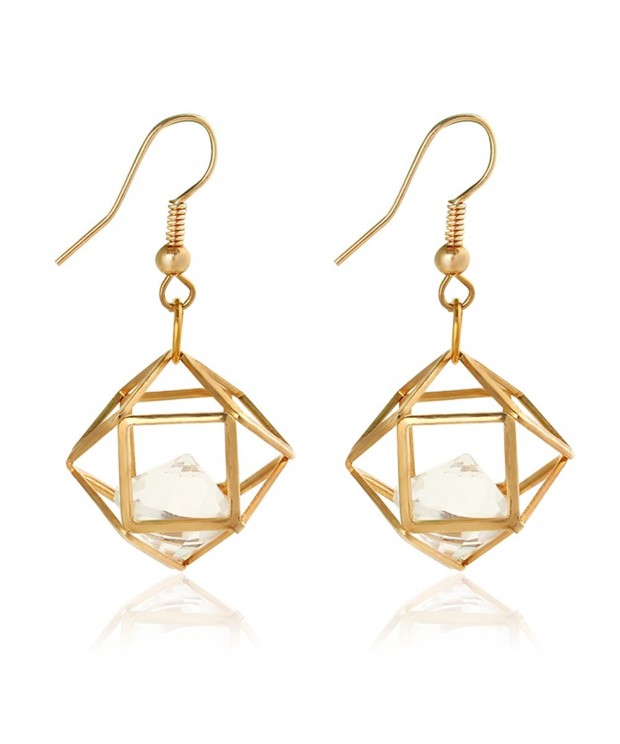 Womens Cutout Diamond Chandelier Earrings