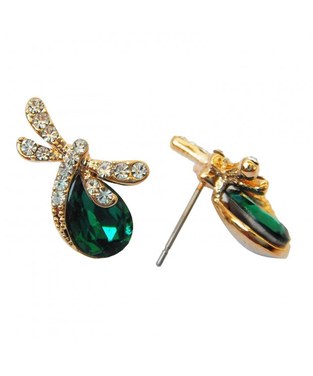 Navachi Pear shaped Crystal Dragonfly Earrings