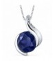 Created Sapphire Pendant Sterling Silver