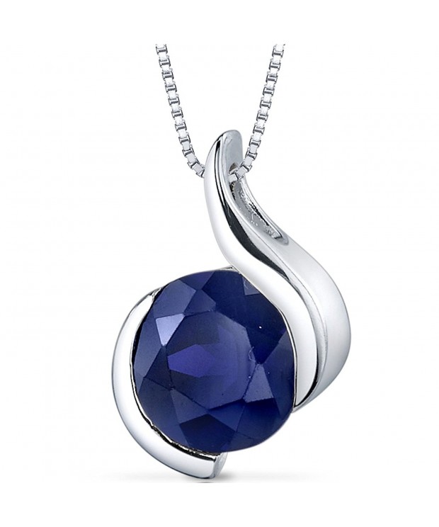 Created Sapphire Pendant Sterling Silver