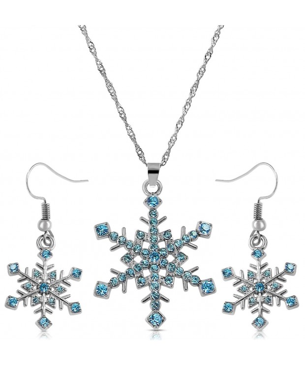 Crystal Snowflake Necklace Earrings Jewelry