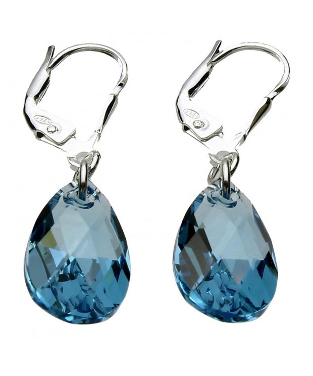 Sterling Leverback Earrings Teardrop Swarovski