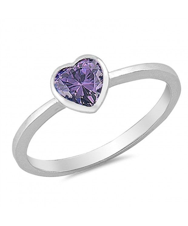 Solitaire Simulated Amethyst Sterling Silver