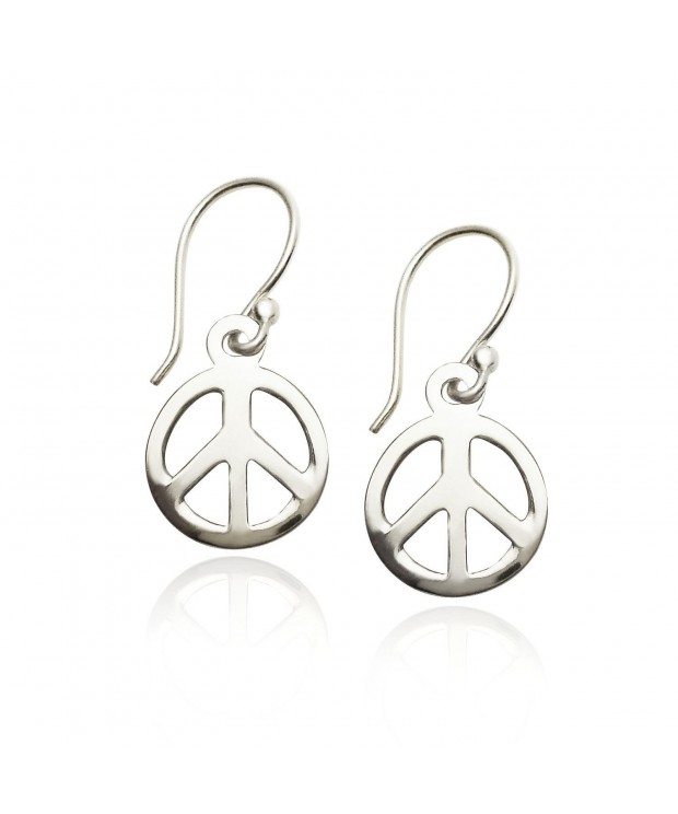 Sterling Silver Peace sign Dangle Earrings