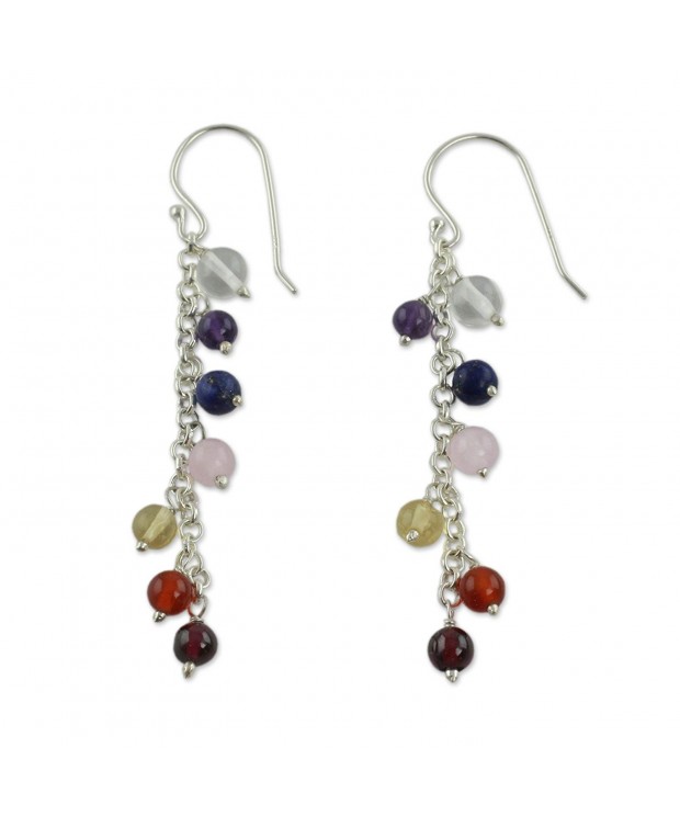 NOVICA Sterling Multi Gemstone Earrings Tranquility