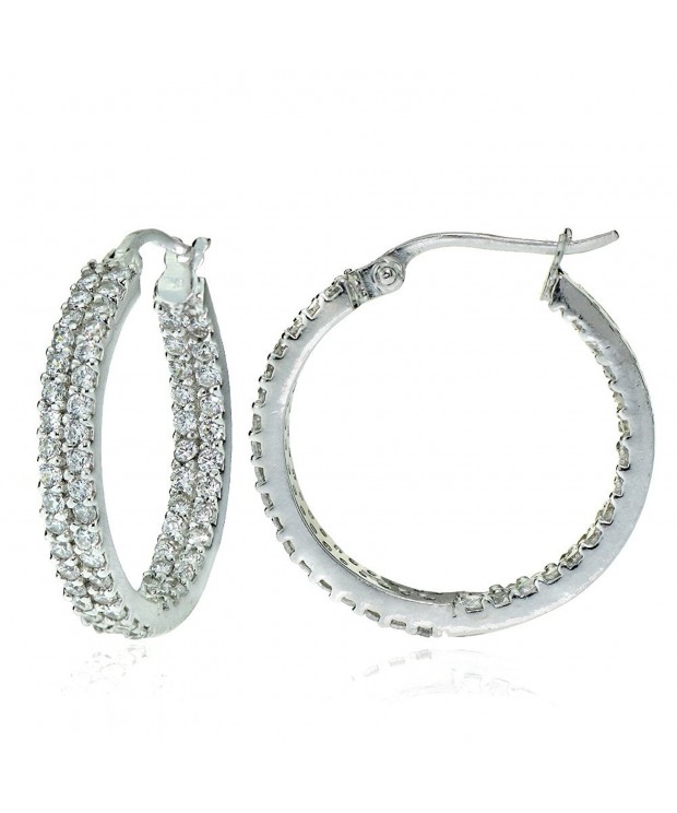 Sterling Silver Zirconia Inside Out Earrings