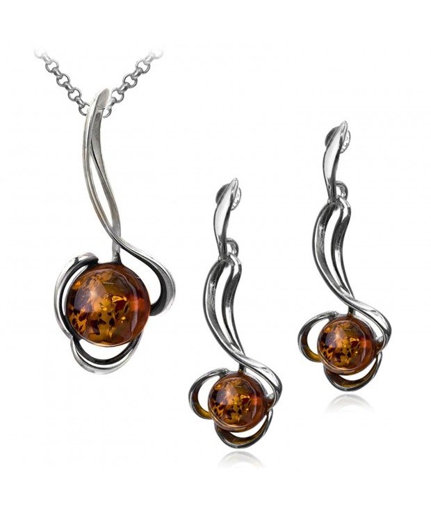 Sterling Silver Amber Earrings Pendant