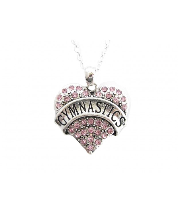 Gymnastics Heart Crystals Silver Necklace