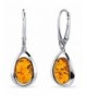 Baltic Earrings Sterling Silver Cognac