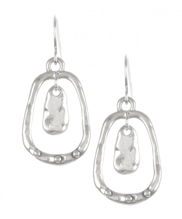 Petite Silver Tone Primitive Irregular Earrings