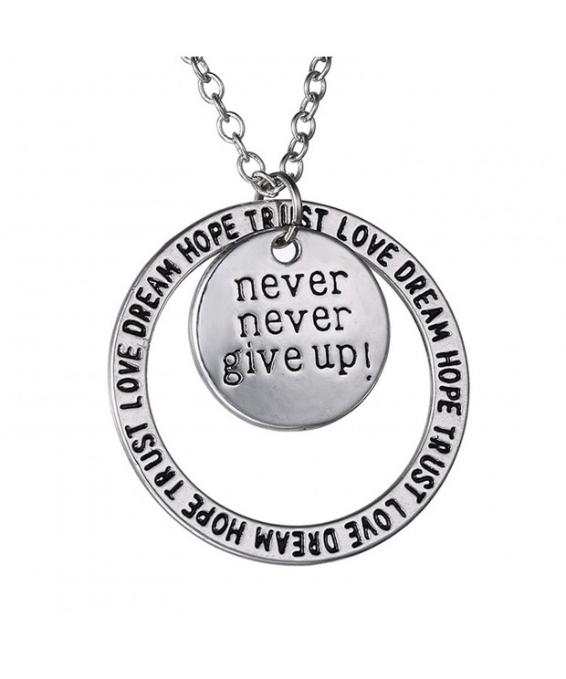 Never Give Pendant Necklace Inspirational