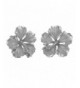 Rhodium Sterling Silver Hibiscus Earrings