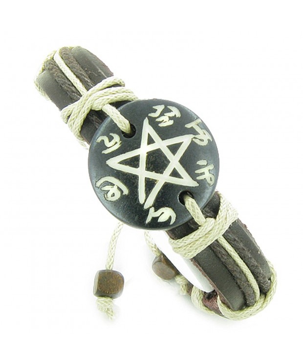 Amulet Leather Bracelet Pentacle Natural