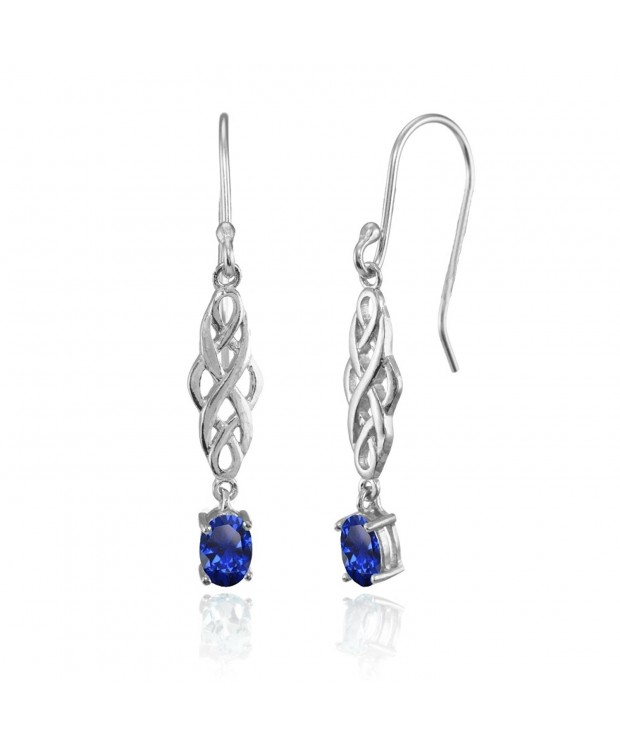 Sterling Silver Created Sapphire Earrings