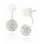 Front Earrings Simulated Crystal rhodium plated brass