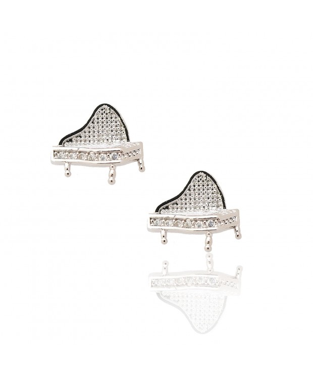 Silver Zirconia Musical Instrument Earrings