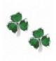 Silver Shamrock Earrings Emerald Zirconia