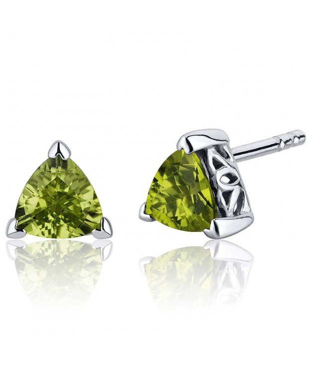 Peridot Trillion Earrings Sterling Rhodium