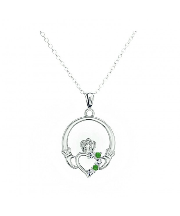 Claddagh Heart Pendant Birthstone Necklaces