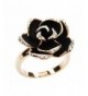 Plated Shining Black Flower Adjustable