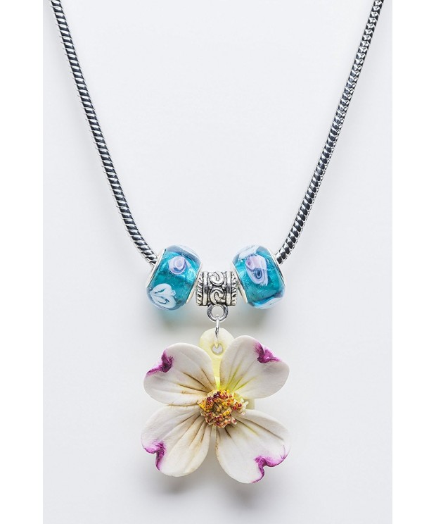 Dogwood Pendant Necklace with Beads