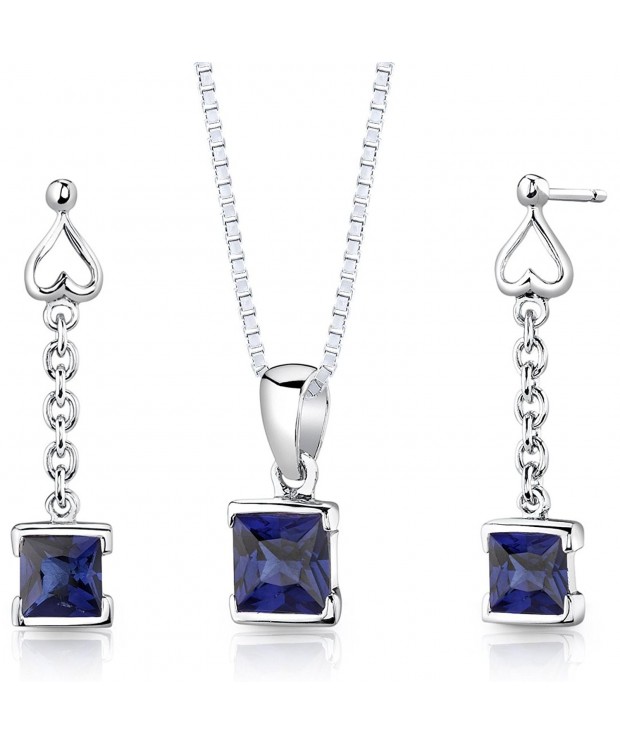 Sapphire Earrings Necklace Sterling Princess