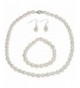 Rhodium Cultured Freshwater Necklace Bracelet