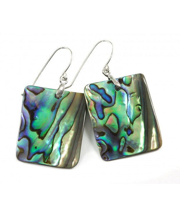 Sterling Abalone Earrings Rectangle Silvertone