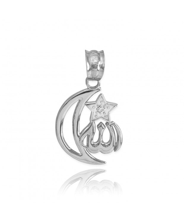 Sterling CZ Accented Islamic Crescent Pendant