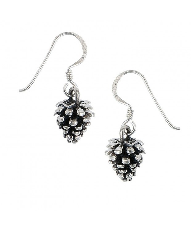 Pine Cone Earrings Sterling Silver