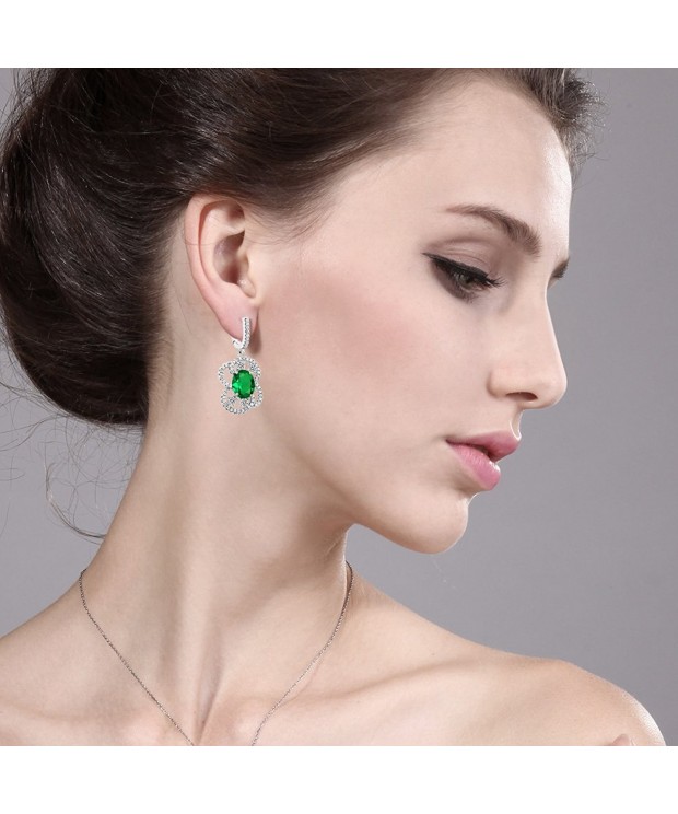 Simulated Emerald Sterling Silver Earrings