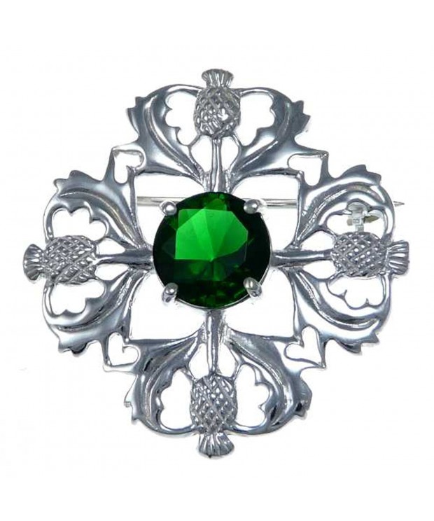Sterling Silver Green Thistle Brooch