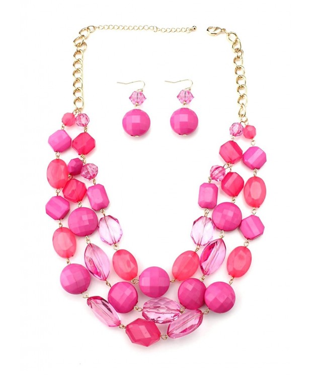 Youthway plastic necklace earring fushia