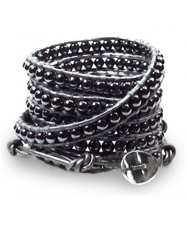 Stunning Selene Hematite Leather Bracelet