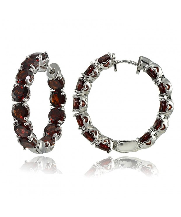 Sterling Silver Garnet 28mm Earrings