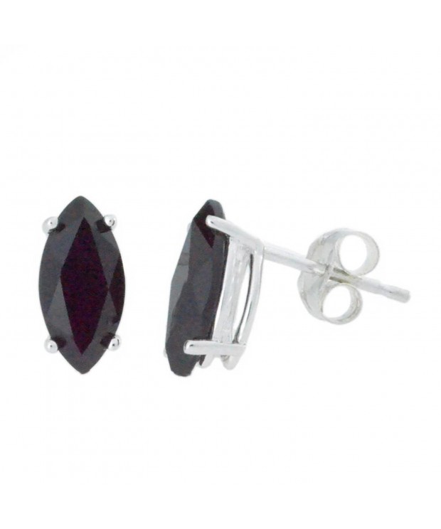 Black Marquise Earrings Sterling Silver