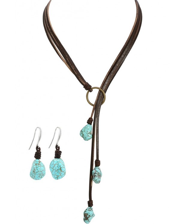 Bohemian Reconstituted Turquoise Necklace Earrings