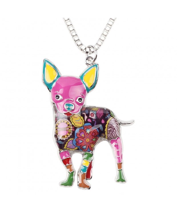 Bonsny Chihuahua Necklace pendant Multicolor