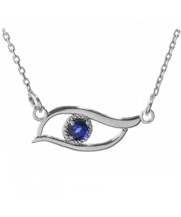 Sterling Silver Blue Colored Pendant Necklace