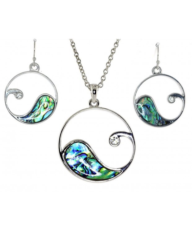 Abalone Simulated Rhinestone Necklace Earrings