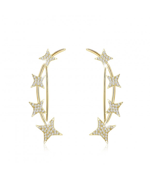 Mevecco Crawler Climber Earrings Jewelry Star Gold