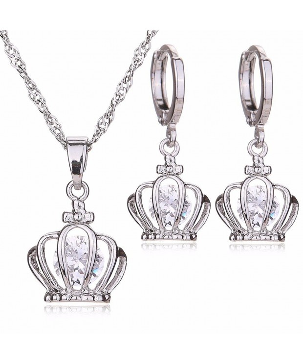 Platium Embedded Necklace Earrings Jewelry