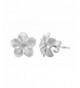 Sterling Silver Plumeria Stud Earrings