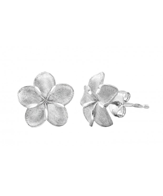 Sterling Silver Plumeria Stud Earrings