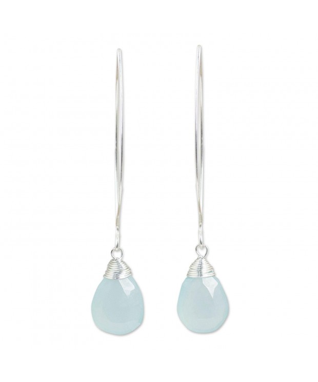 NOVICA Sterling Pear Shaped Chalcedony Earrings