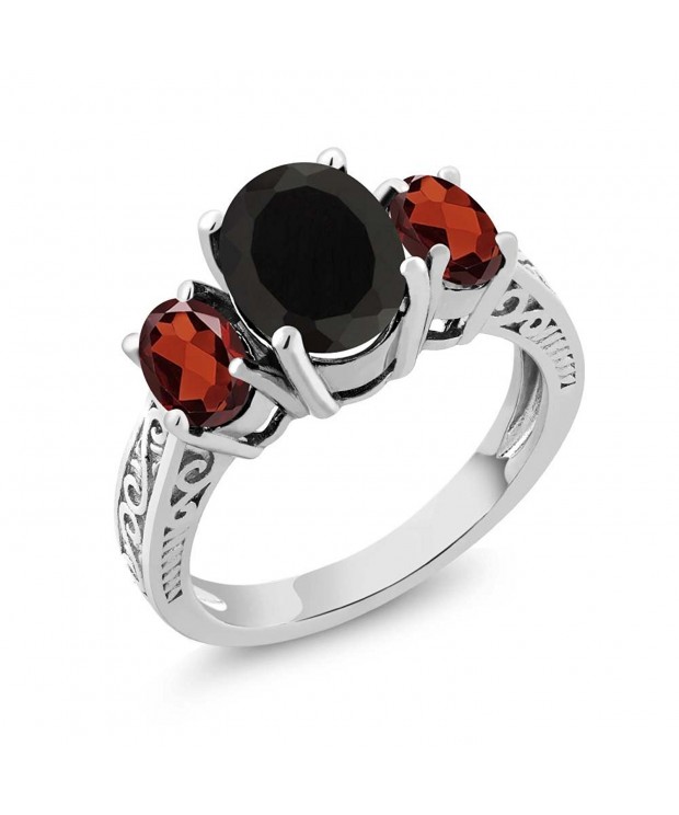 Sterling Silver Garnet 3 Stone Available