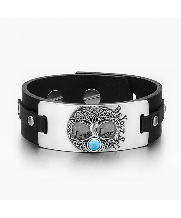 Simulated Turquoise Adjustable Leather Bracelet