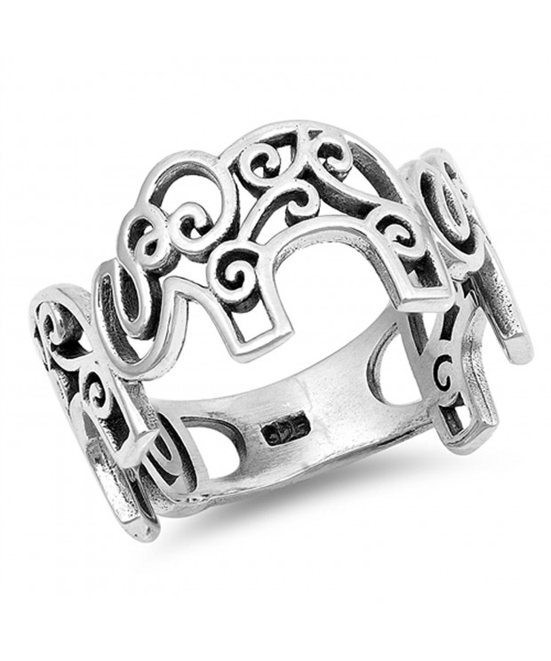 Filigree Oxidized Elephant Sterling Silver